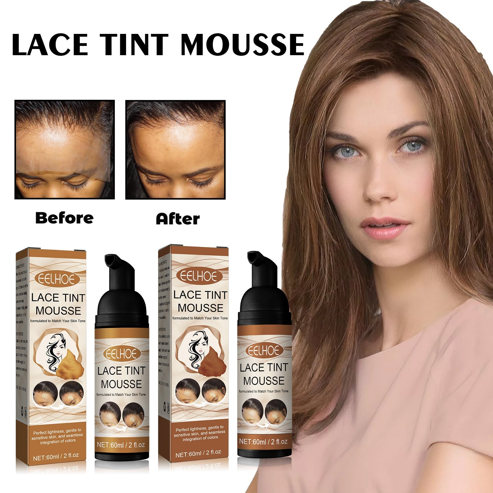 Lace Tint Mousse, No Damage Hair Easy To Color Wig Color Disposable Hair Conditioner - Korvel