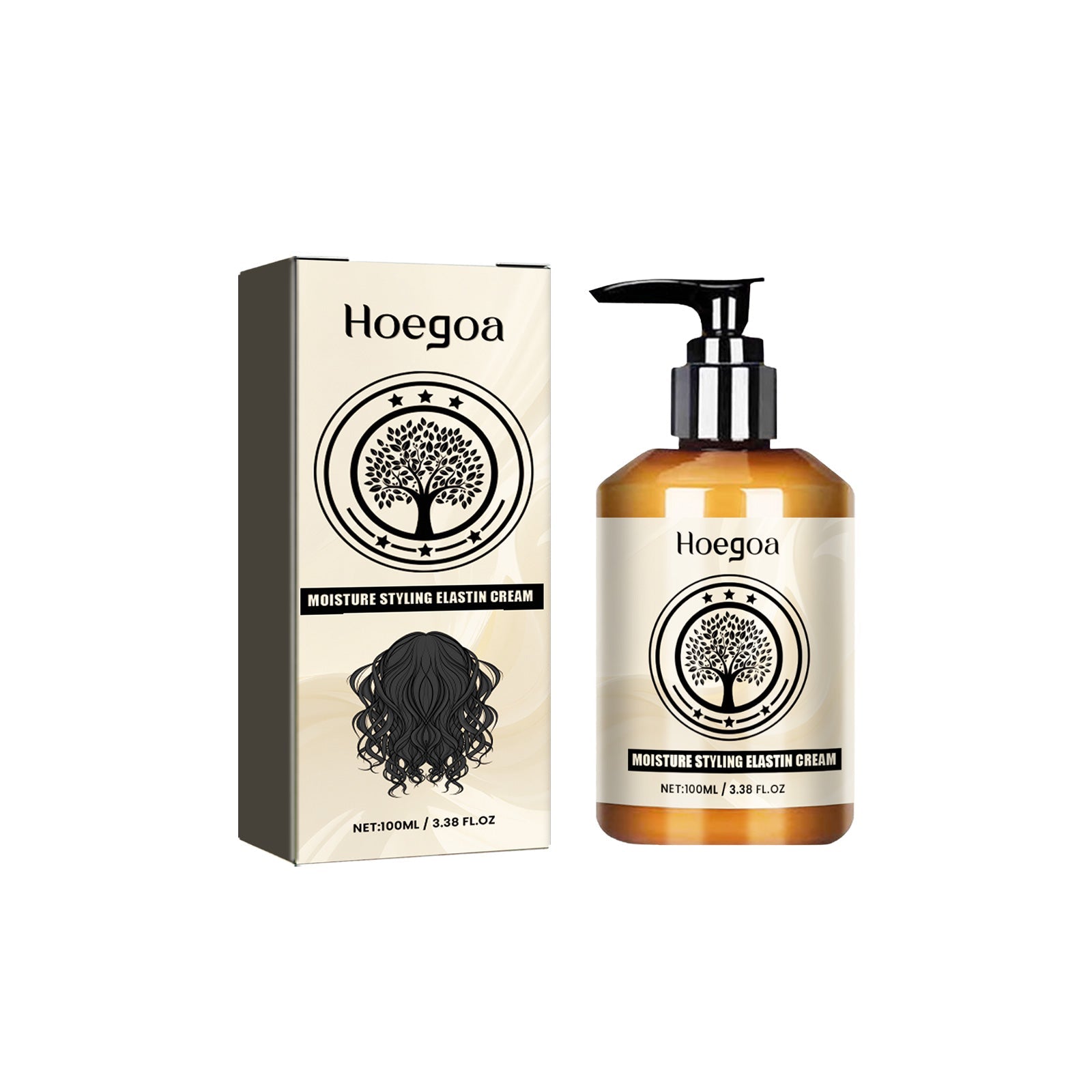 Moisturize Styling Elastin Cream, Curls Volumizing Shine Natural Puffiness Styling Conditioner - Korvel