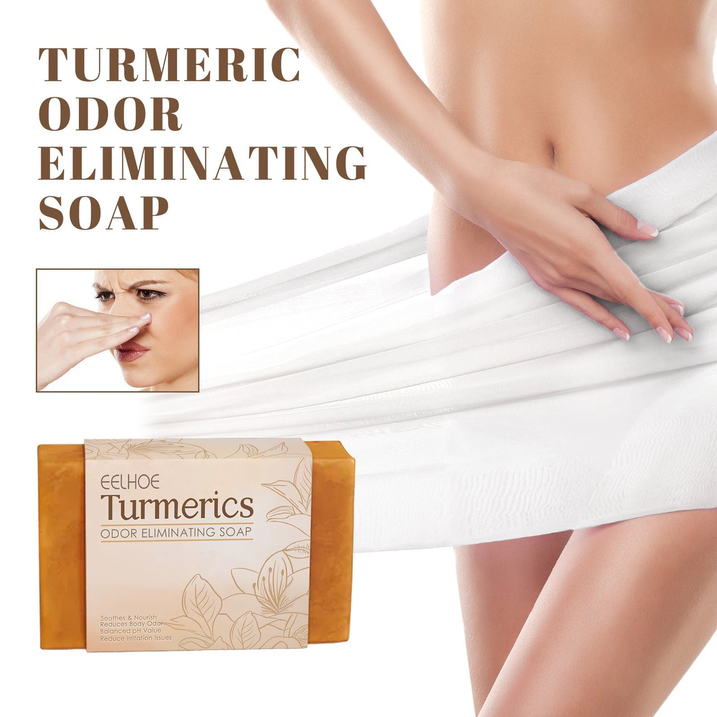 Turmeric Cleansing Soap Moisturizes Skin Women's Body Gently Cleans Odors Moisturizing Brightening Cleansing Soap - Korvel