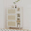 Natural Bohemian style shoe cabinet with 3 rattan flip drawers, 3 square shelves, and 1 storage drawer, white - Korvel