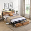 Queen Size Metal Platform Bed with Storage and LED Lighting