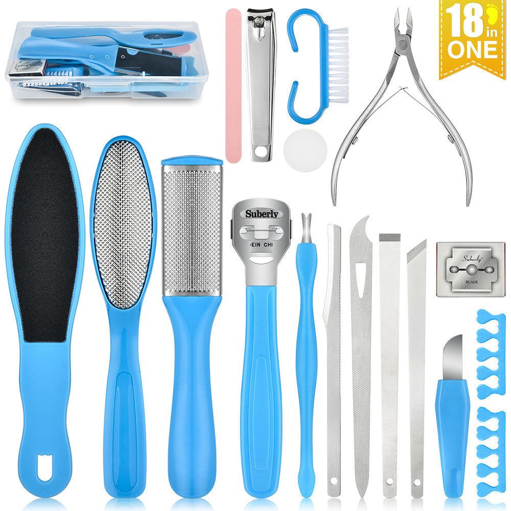 HISOME Manicure And Pedicure 18-Piece Set Of Foot Plate Dead Skin Planer Foot Grinder Nail Clipper To Remove Calluses - Korvel