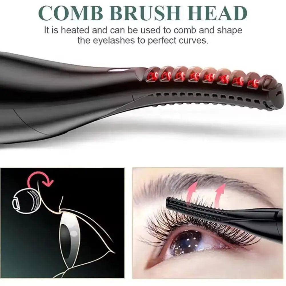 Rechargeable Mini Clip-Type USB Electric Heated Eyelash Temperature Modes Curler Makeup Hours Lasting 3 Long Tool Eye Women M1T2 - Korvel