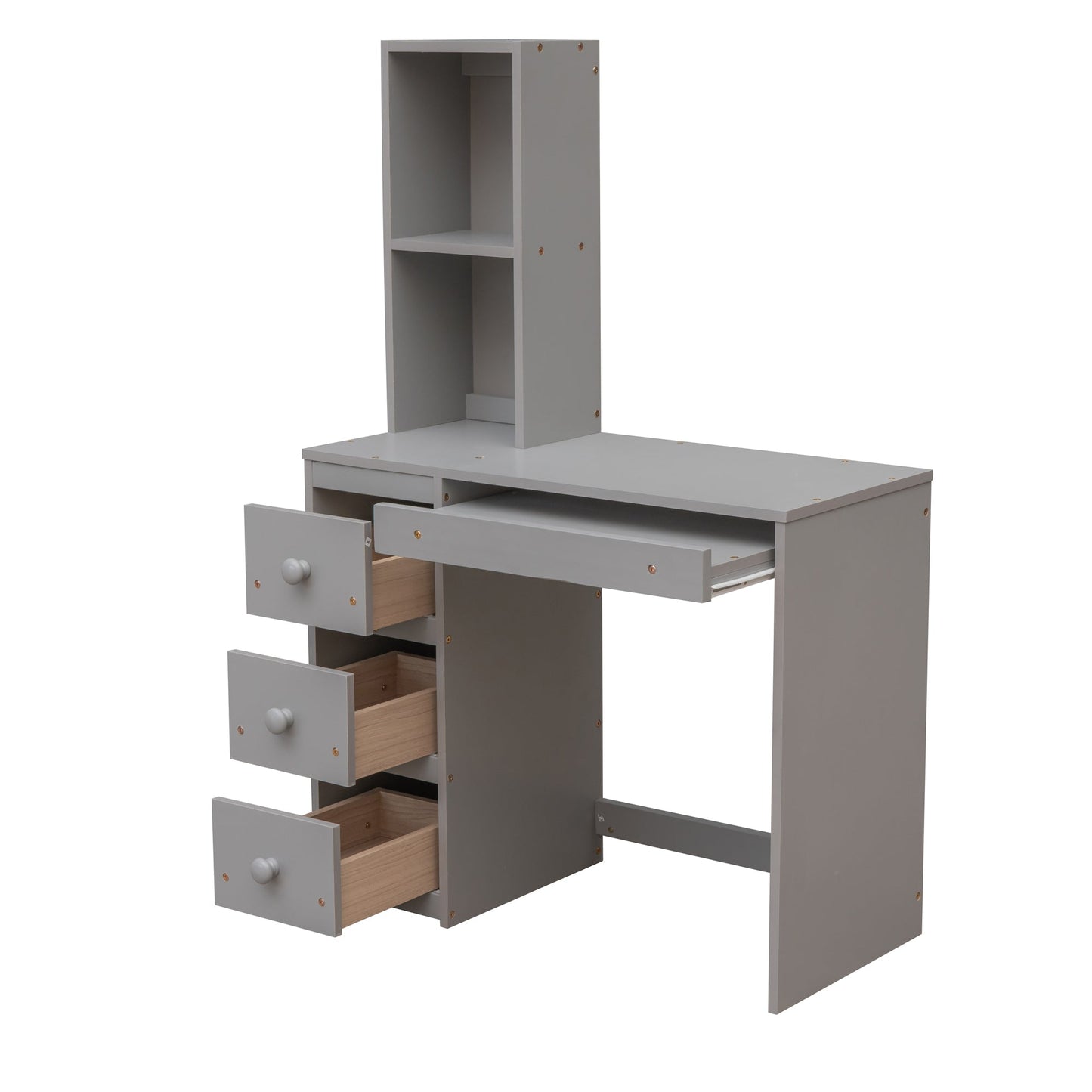 Cama loft tamaño twin con escalera de almacenamiento y escritorio - Gris