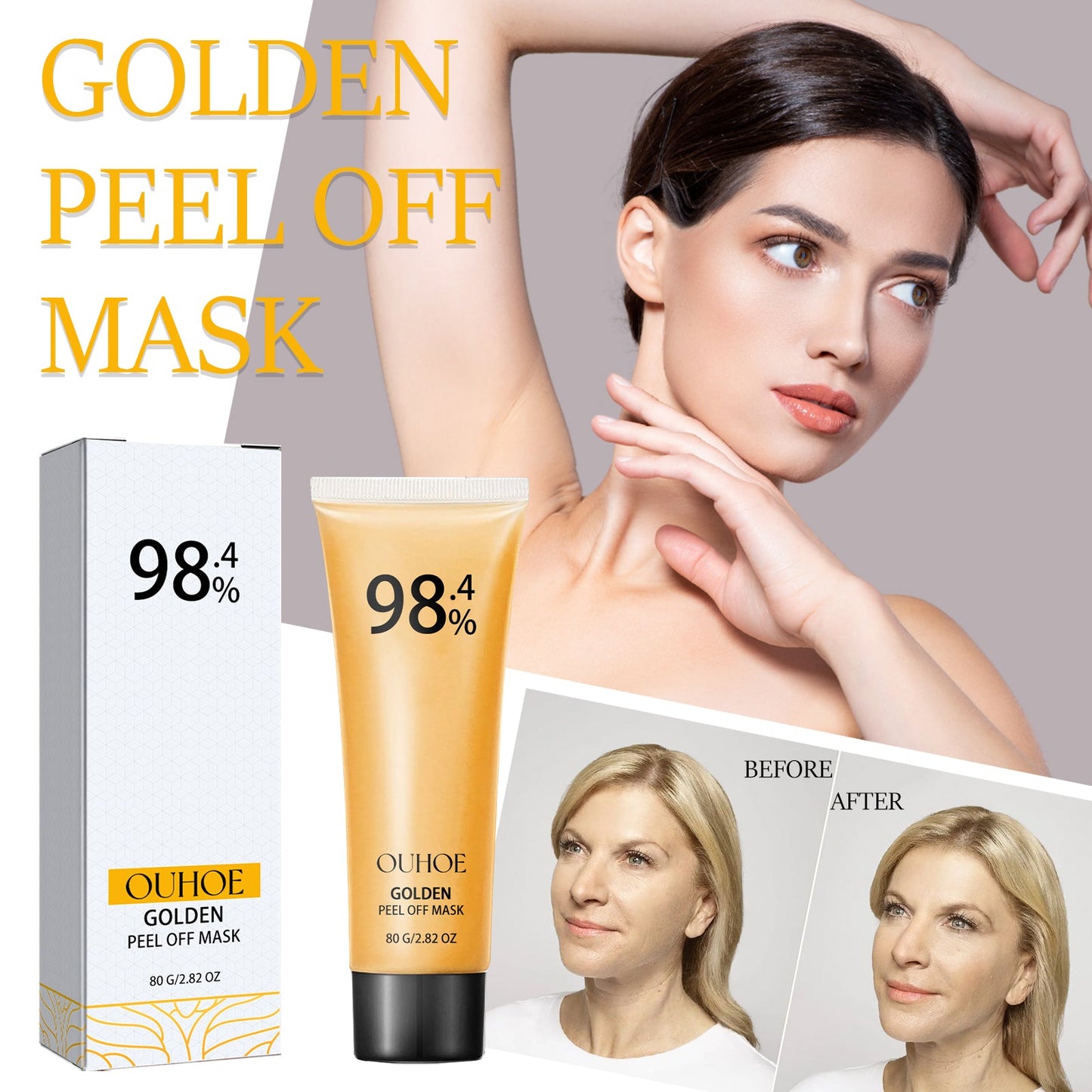 24k Gold Peel Mask Deeply Cleanses The Skin Of Blackheads, Pimples, Delicate Pores And Tighteners Skin Care - Korvel