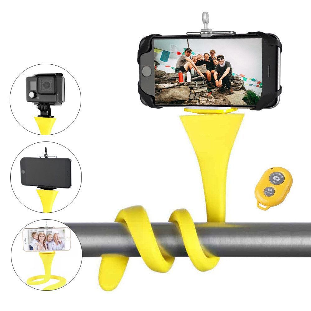 Flexible selfie stick monopod wireless Bluetooth tripod monkey holder for GoPro iPhone camera phone car bicycle universal - Korvel