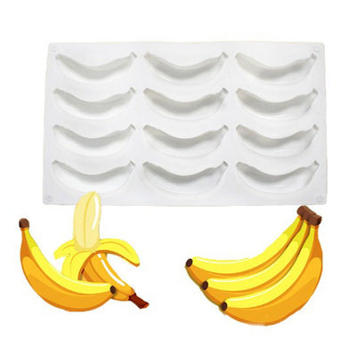 Silicone Mousse Cake Mold - 12-Cavity Banana Shape