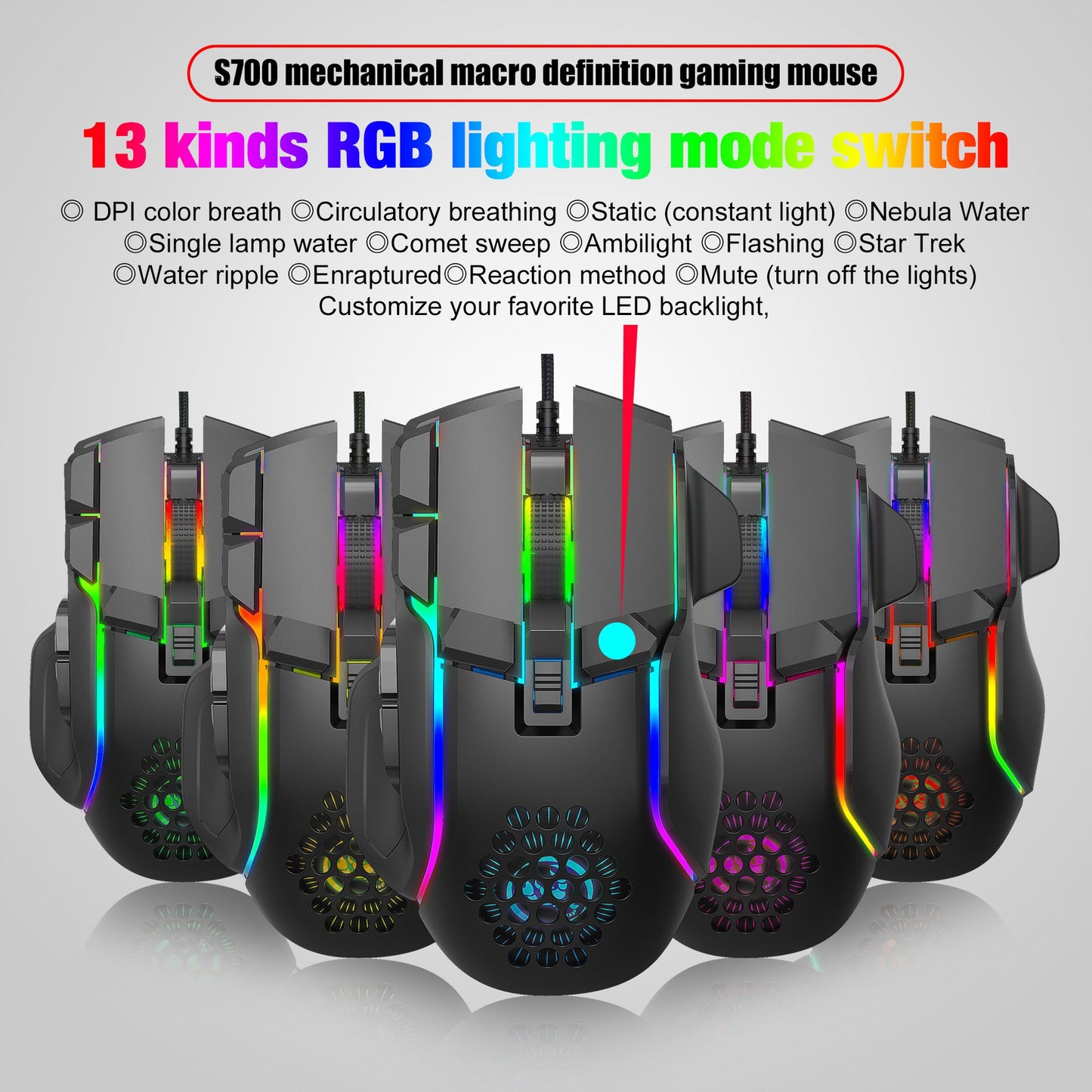 S700 Programmable Gaming Mouse with RGB Lighting