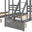 Gray Full over Twin Bunk Bed with Drawers