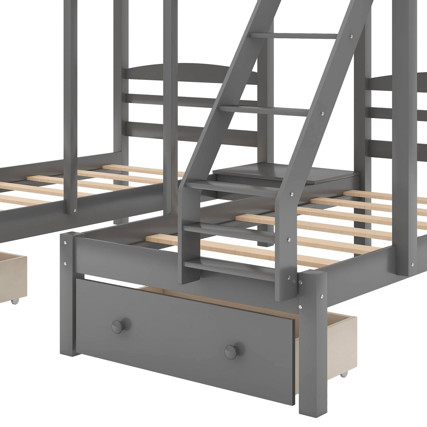 Gray Full over Twin Bunk Bed with Drawers