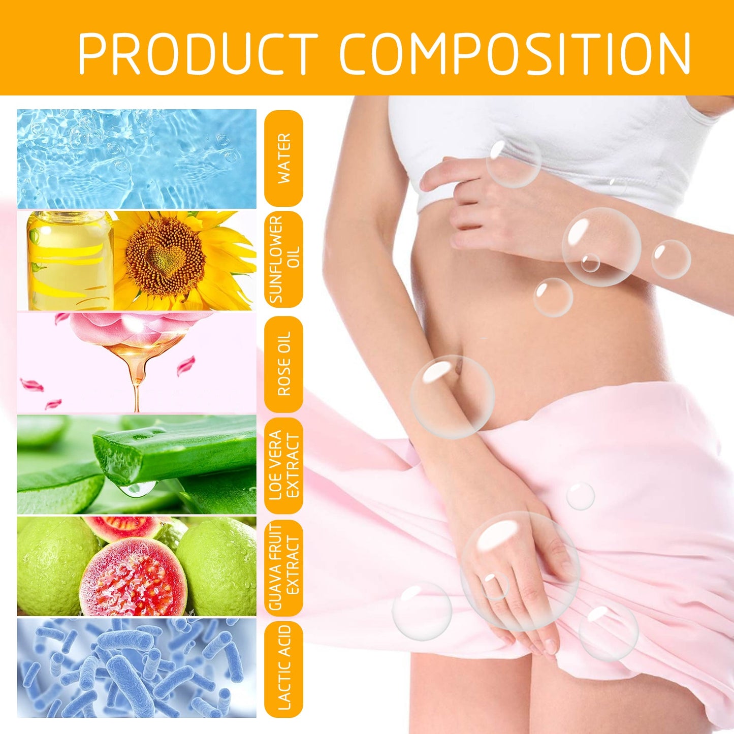 Feminine Wash With Sunflower Oil, Body Cleansing Skin Refreshing Oil Control Moisturizing Long-Lasting Fragrance Shower Gel - Korvel