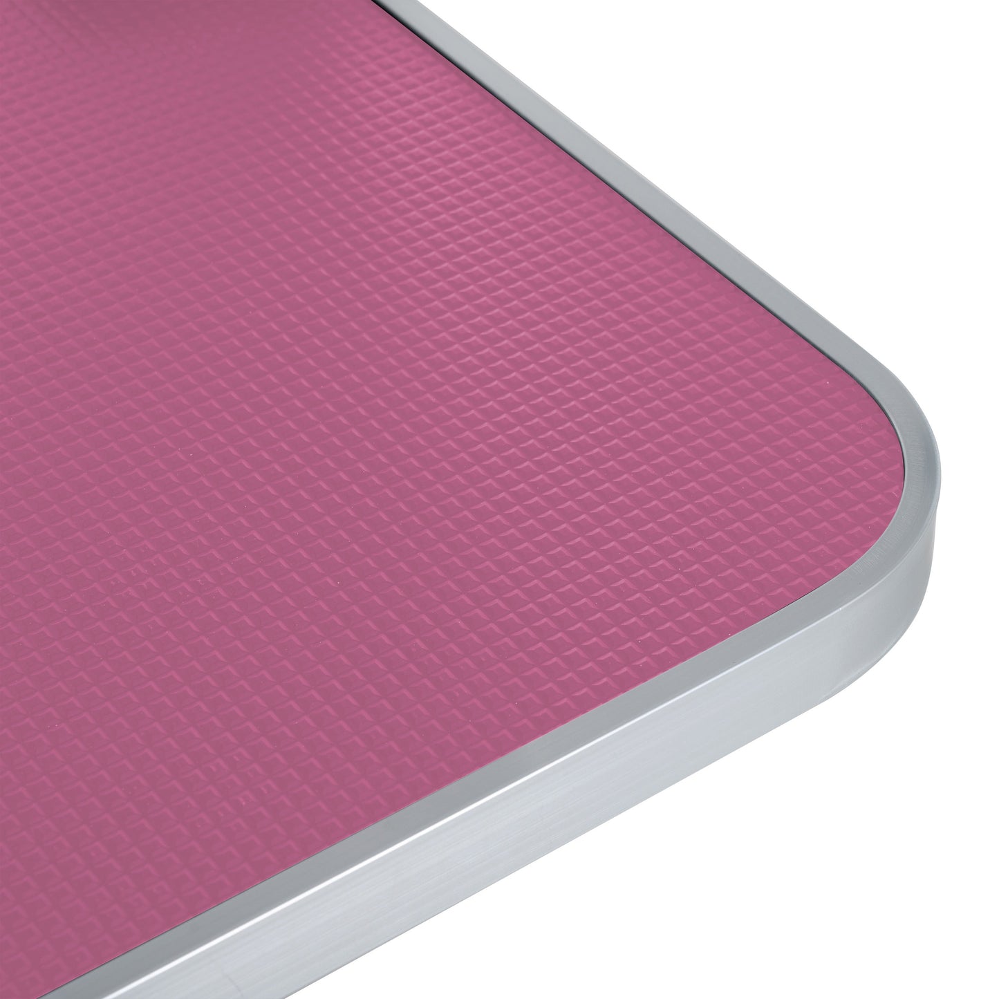 36 inch folding pet grooming table with stainless steel frame and rubber pad, equipped with adjustable armrests and clips (pink) - Korvel