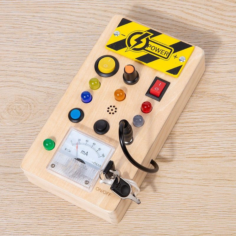 Montessori Busy Board Sensory Toys Wooden with LED Light Switch Control Board Travel Activities Kids Games for 2-4 Years Old - Korvel
