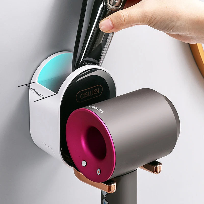 Wall Mounted Hair Dryer Holder Foldable Bathroom Wall Organizer Storage Holder Home Hair Brush Storage Bracket Hair Dryer Rack - Korvel