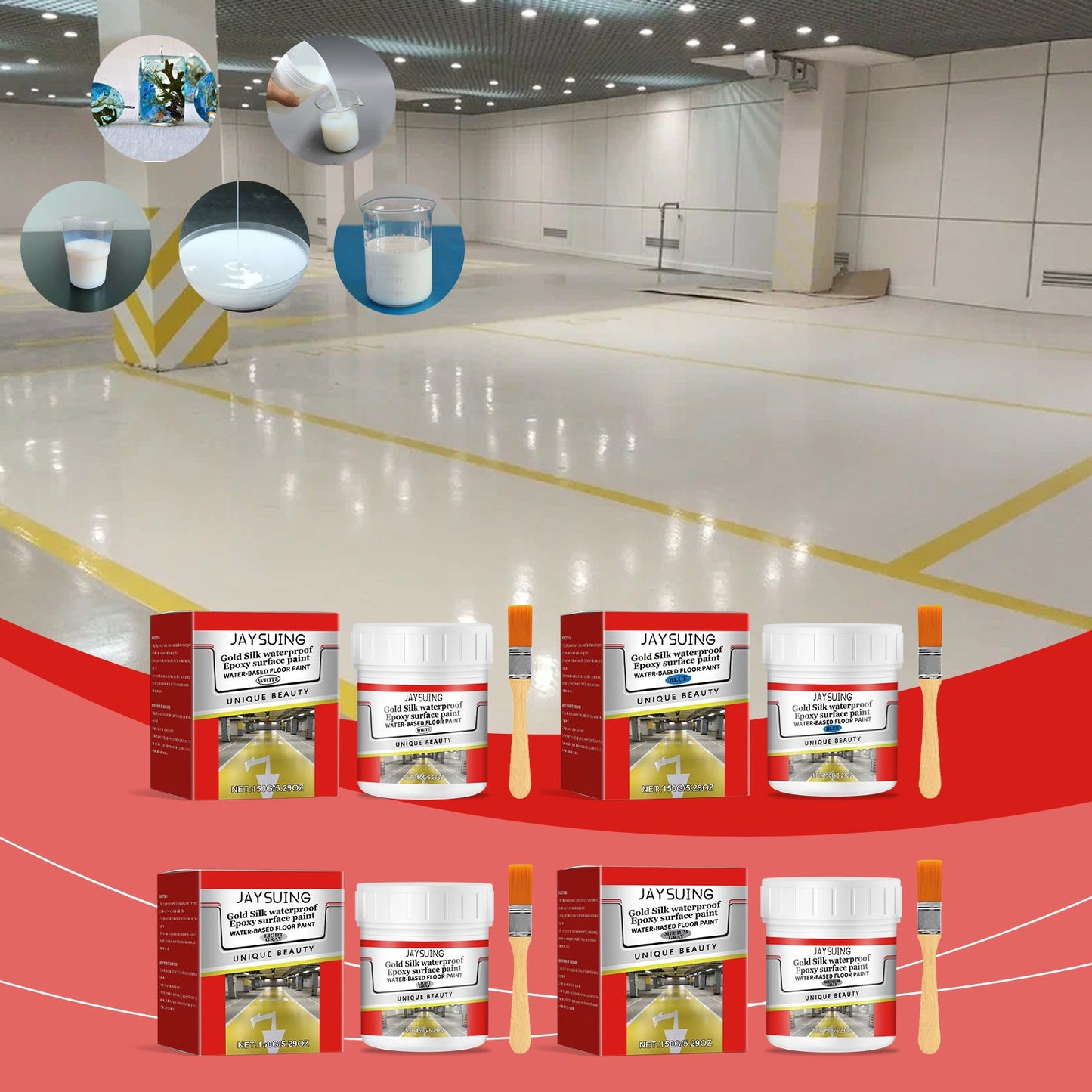 Waterproof Epoxy Floor Paint Household Wall Floor Waterproof Anti-Crack Cover Stains Renovation Paste - Korvel