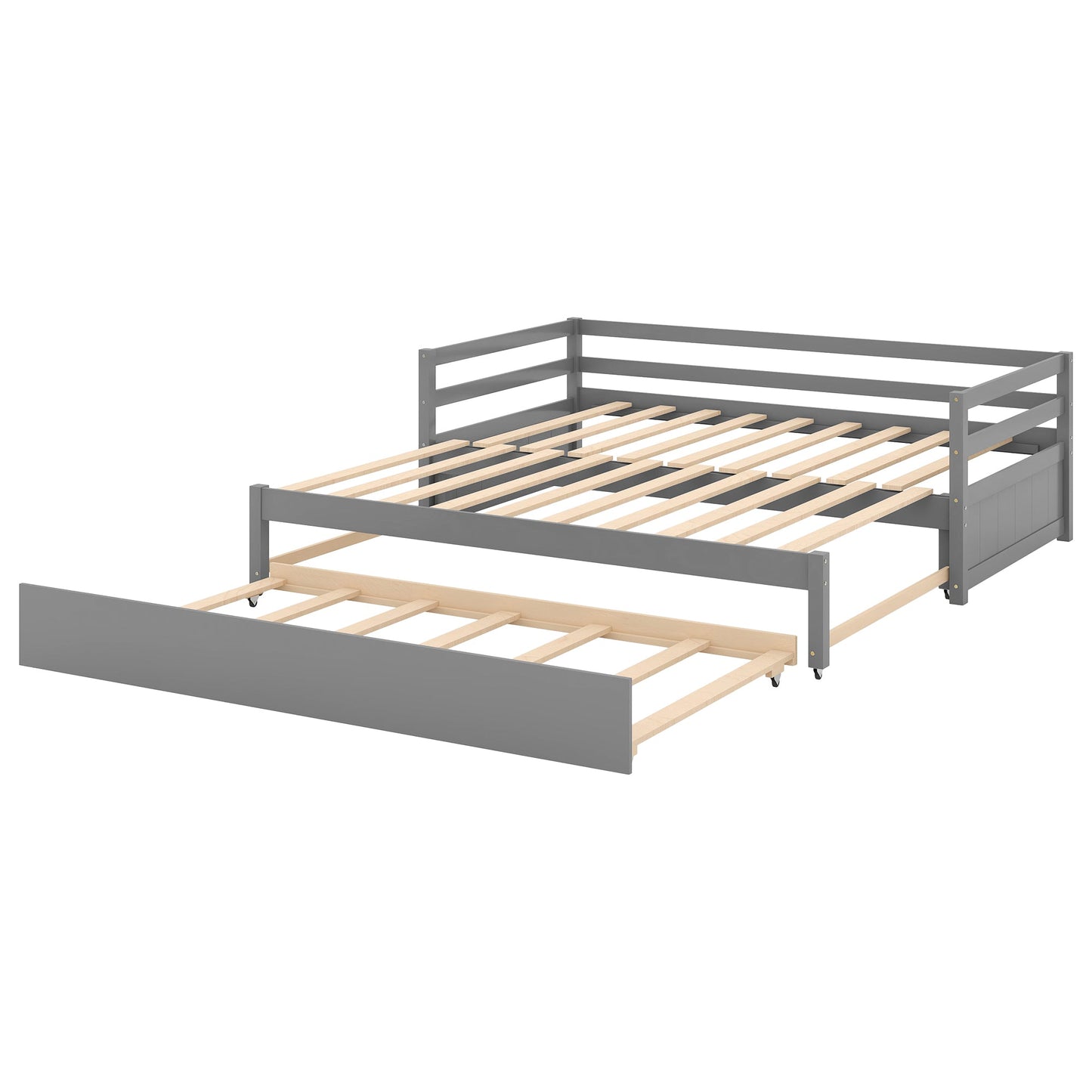 Twin or Double Twin Daybed with Trundle Gray - Korvel
