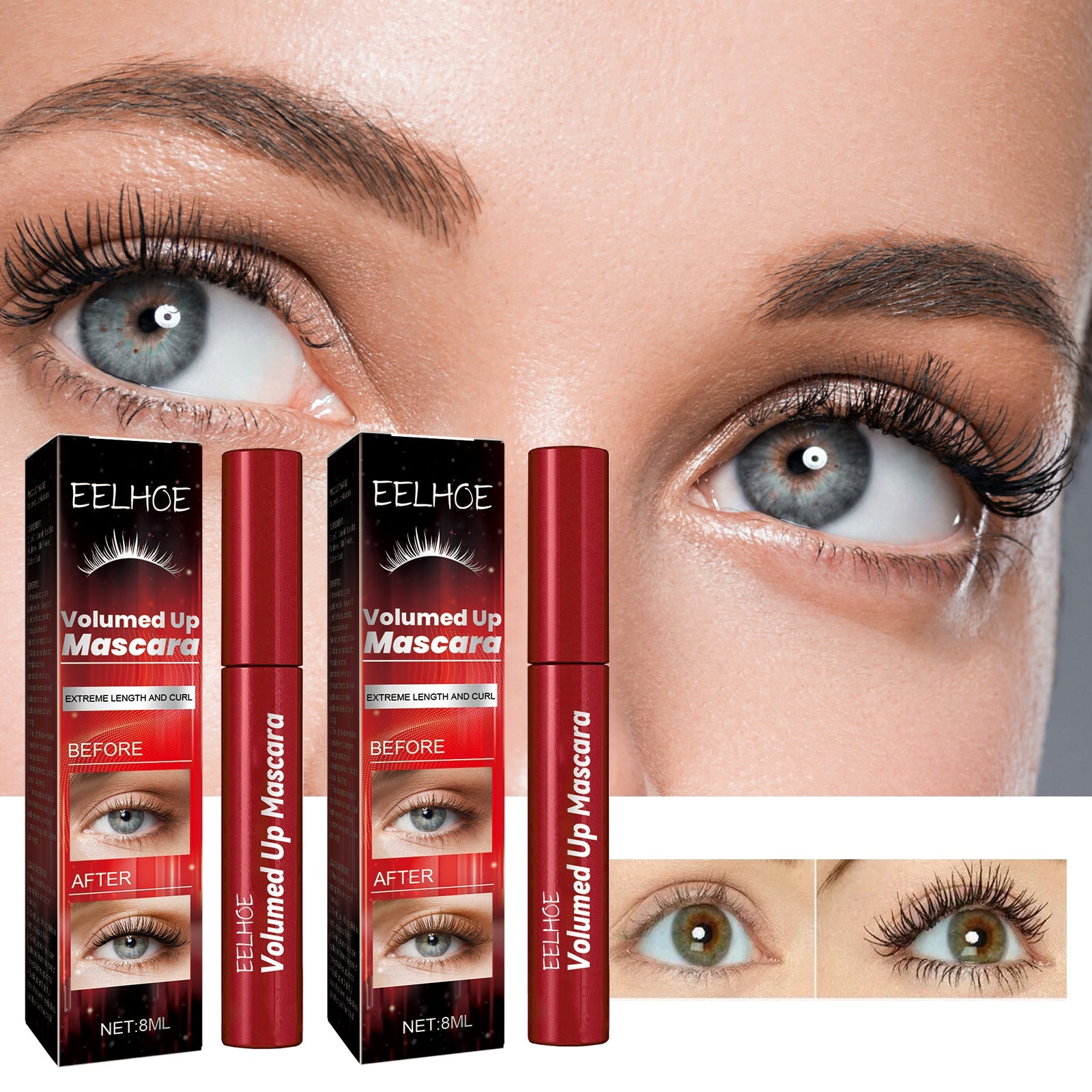 Volumed Up Mascara, Moisturizing Eyelashes Long And Curly Black Beautiful Natural Makeup Hold Mascara - Korvel