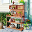 65" Large Wooden Farmhouse Rustic Outdoor Potting Bench Table Garden Potting Bench with 4 Storage Shelves and Side Hook,Natural - Korvel