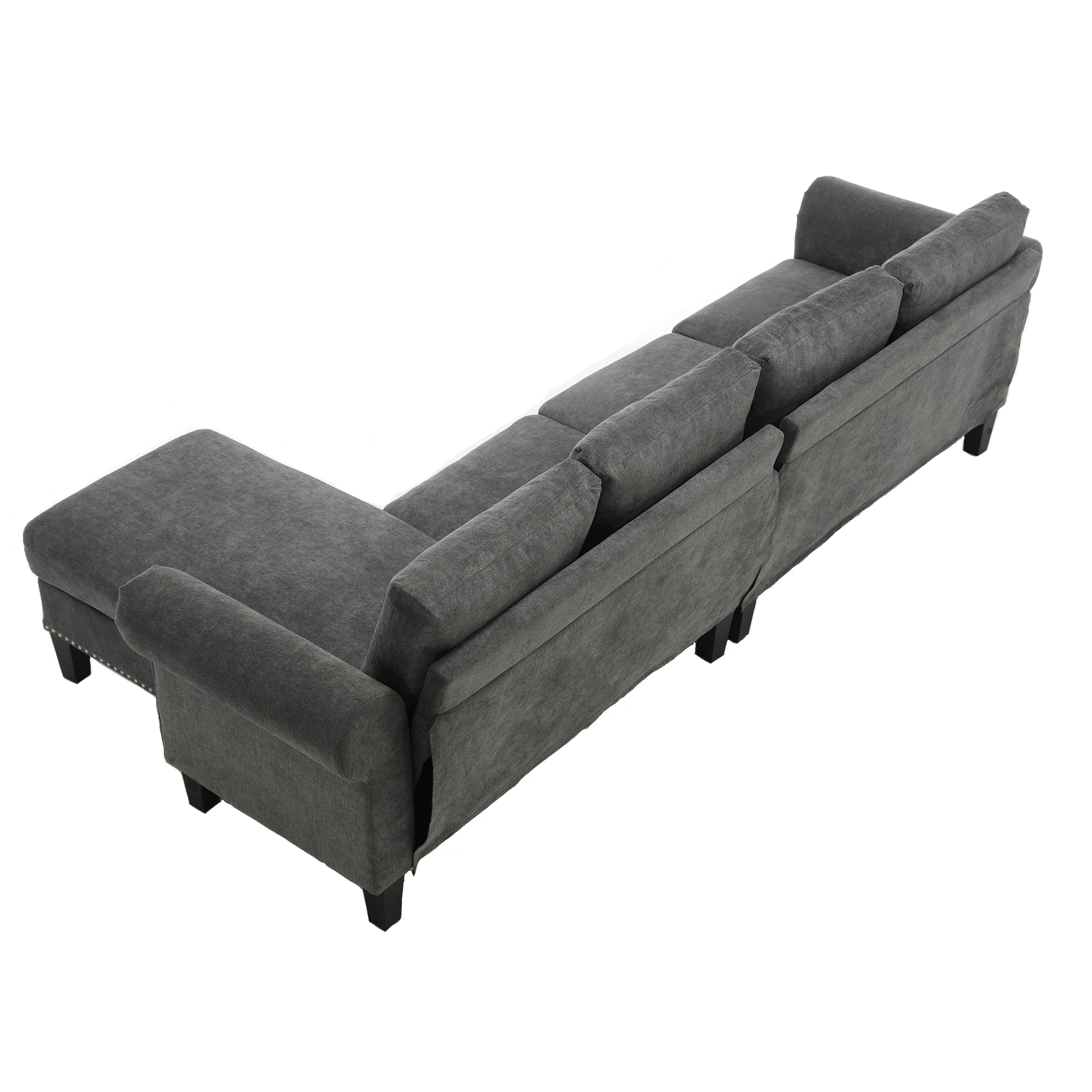 Convertible Sectional Sofa with Storage,L-shaped sofa Modern Linen Fabric Sectional Couches for Living Room,Gray - Korvel