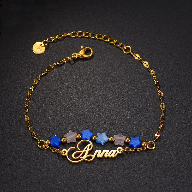 Personalized Cat's Eye Stone Double-Layer Bracelet