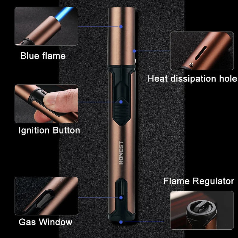 Metal Windproof Lighter Butane Jet Flame Lighter Cigarette Cigar Accessories Kitchen Cooking BBQ Outdoor Gadgets - Korvel