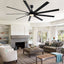 84-Inch Super Large Black Ceiling Fan with Remote Control