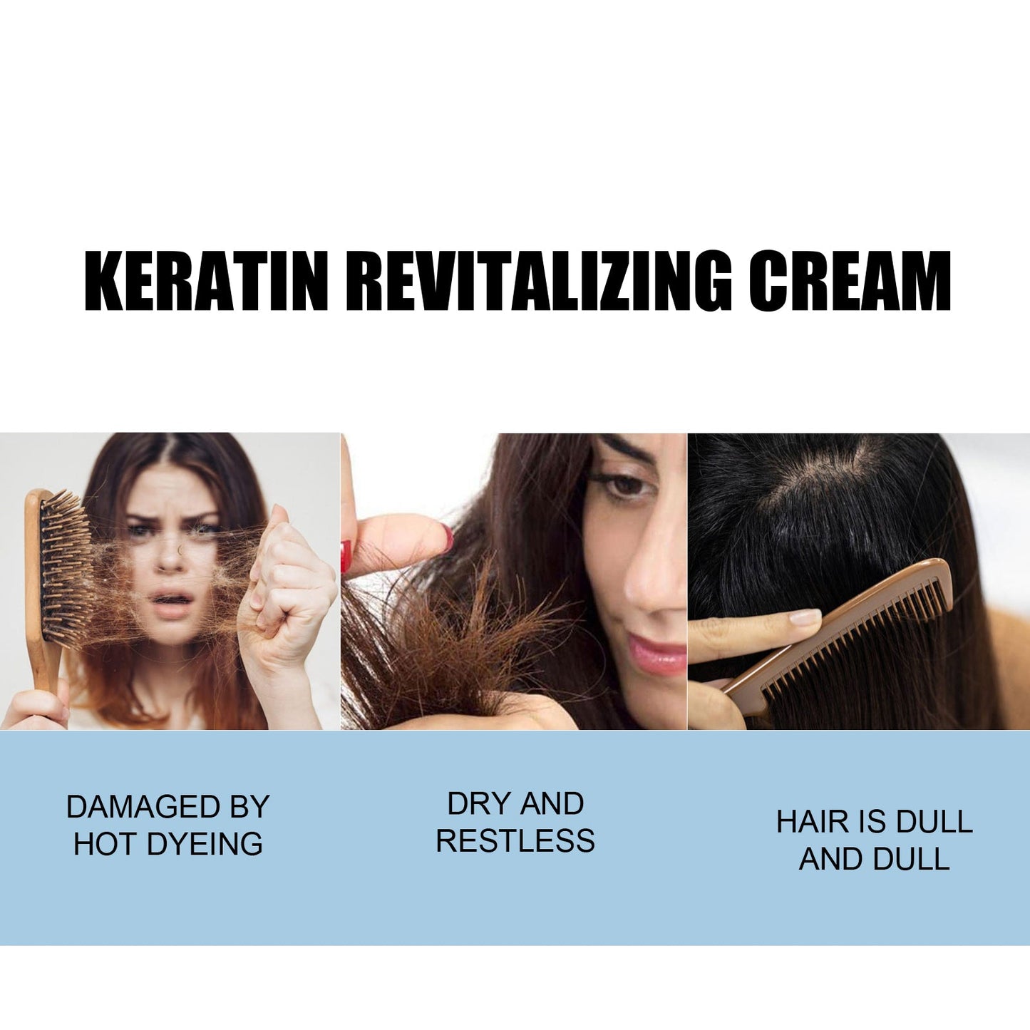 Keratin Revitalizing Cream, Long Lasting Fragrance Soft Light Smoothing Frizz Repair Split End Conditioner - Korvel