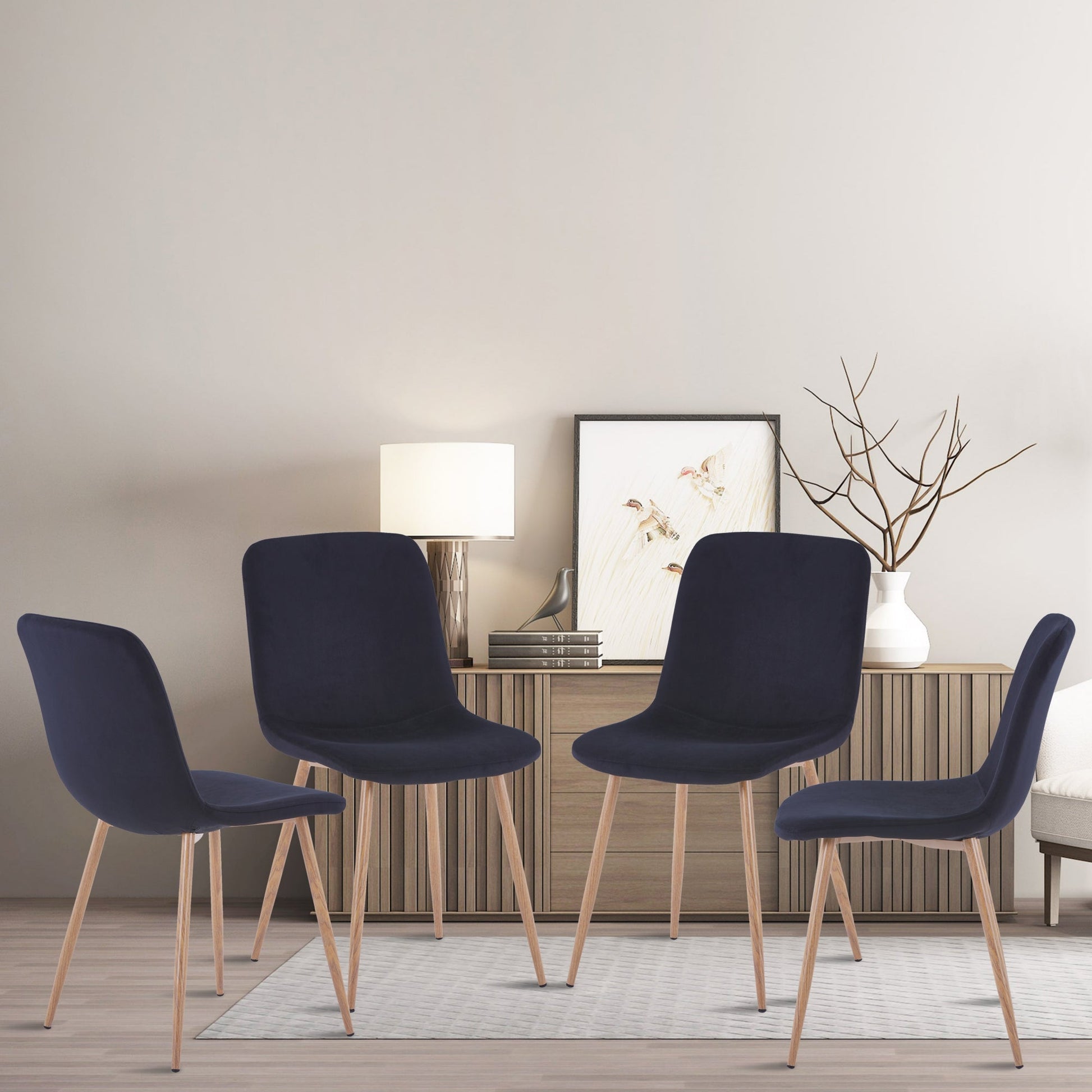 Dining Chair 4PCS（BLACK）Modern style New technology Suitable for restaurants cafes taverns offices - Korvel