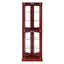 Corner Curio Dispaly Cabinet with Lights, Adjustable Tempered Glass Shelves, Mirrored Back,Cherry(E26 light bulb not included) - Korvel