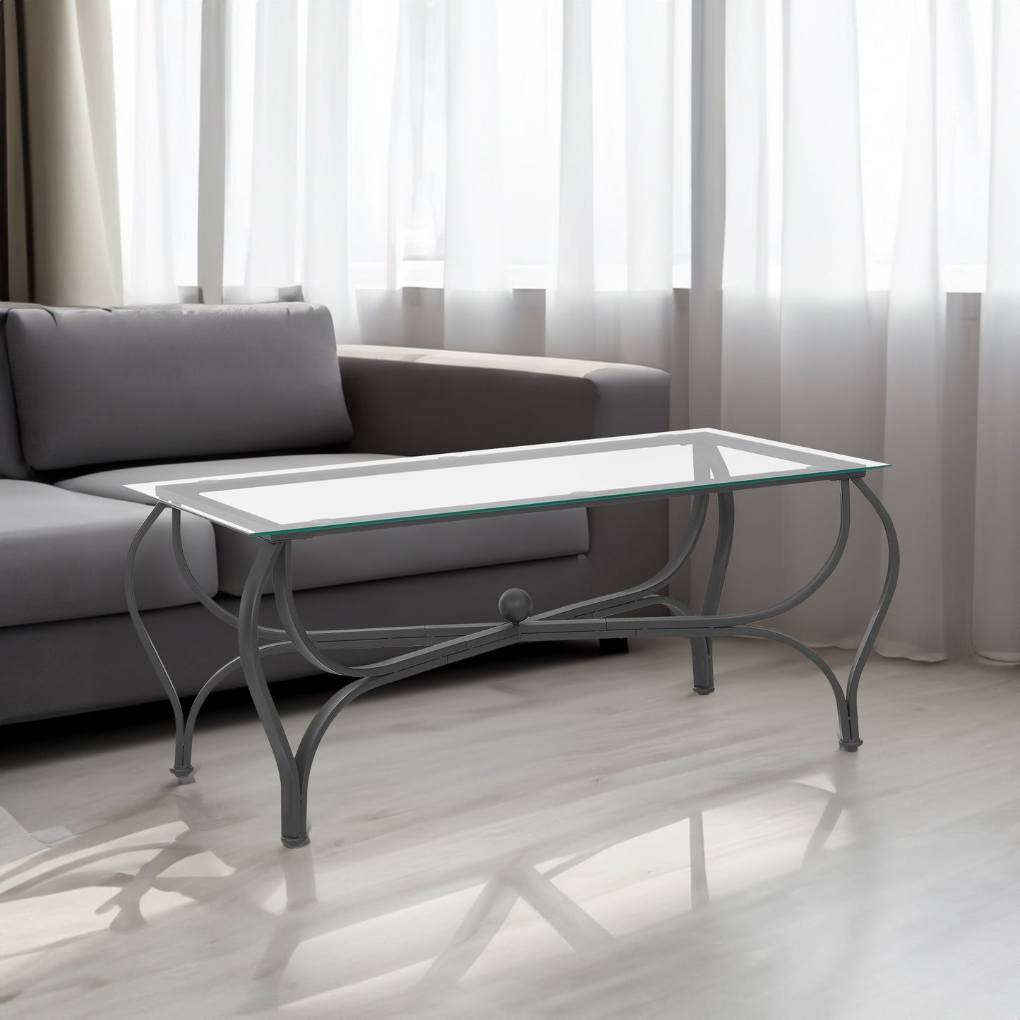 Conjunto de Mesa de Café Elegante de 3 Piezas con Vidrio Templado