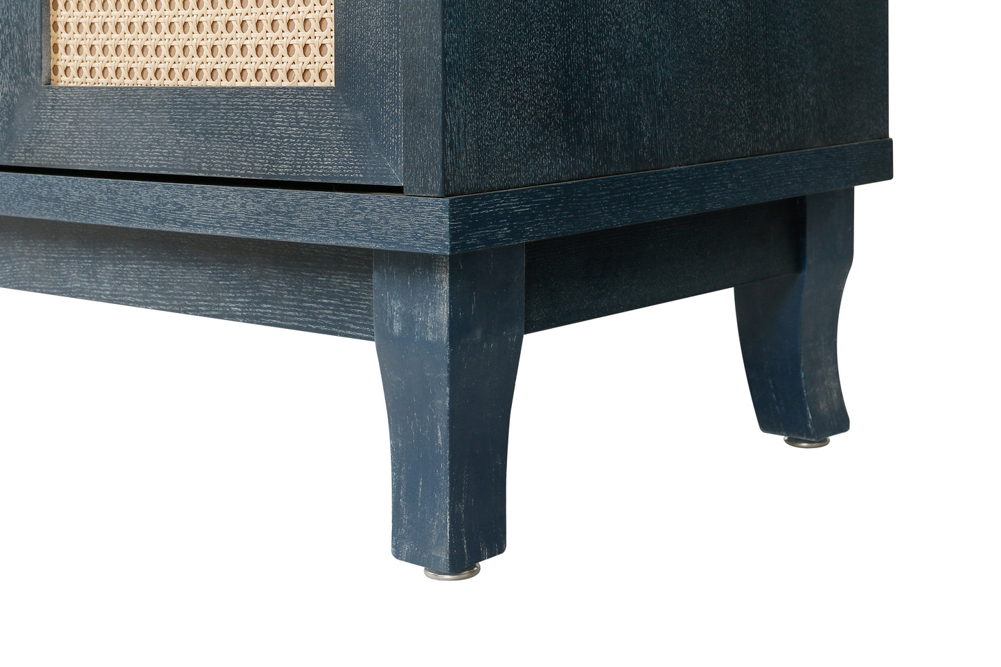 Handcrafted Premium Grain Panels Rattan Sideboard Buffer Cabinet Accent Storage Cabinet With 4 Rattan Doors BLUE - Korvel