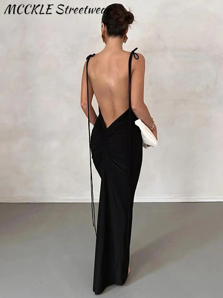 Vestido de Fiesta Elegante Sin Espalda para Ocasiones Especiales