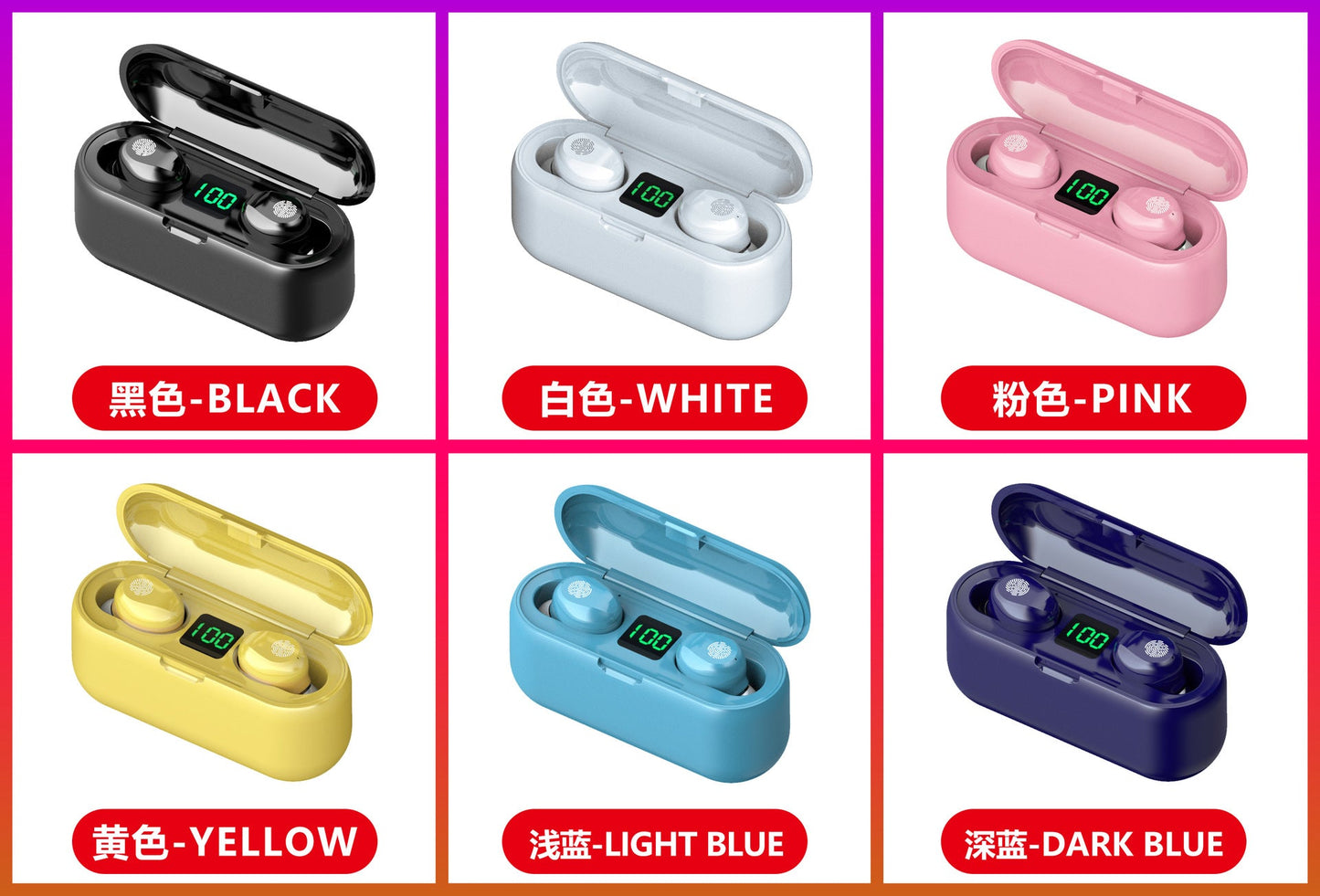 M10M30 Bluetooth Headset High-Capacity Wireless Private Model TWS New F9 Smiley Face Binaural 5.1 Noise Cancellation - Korvel