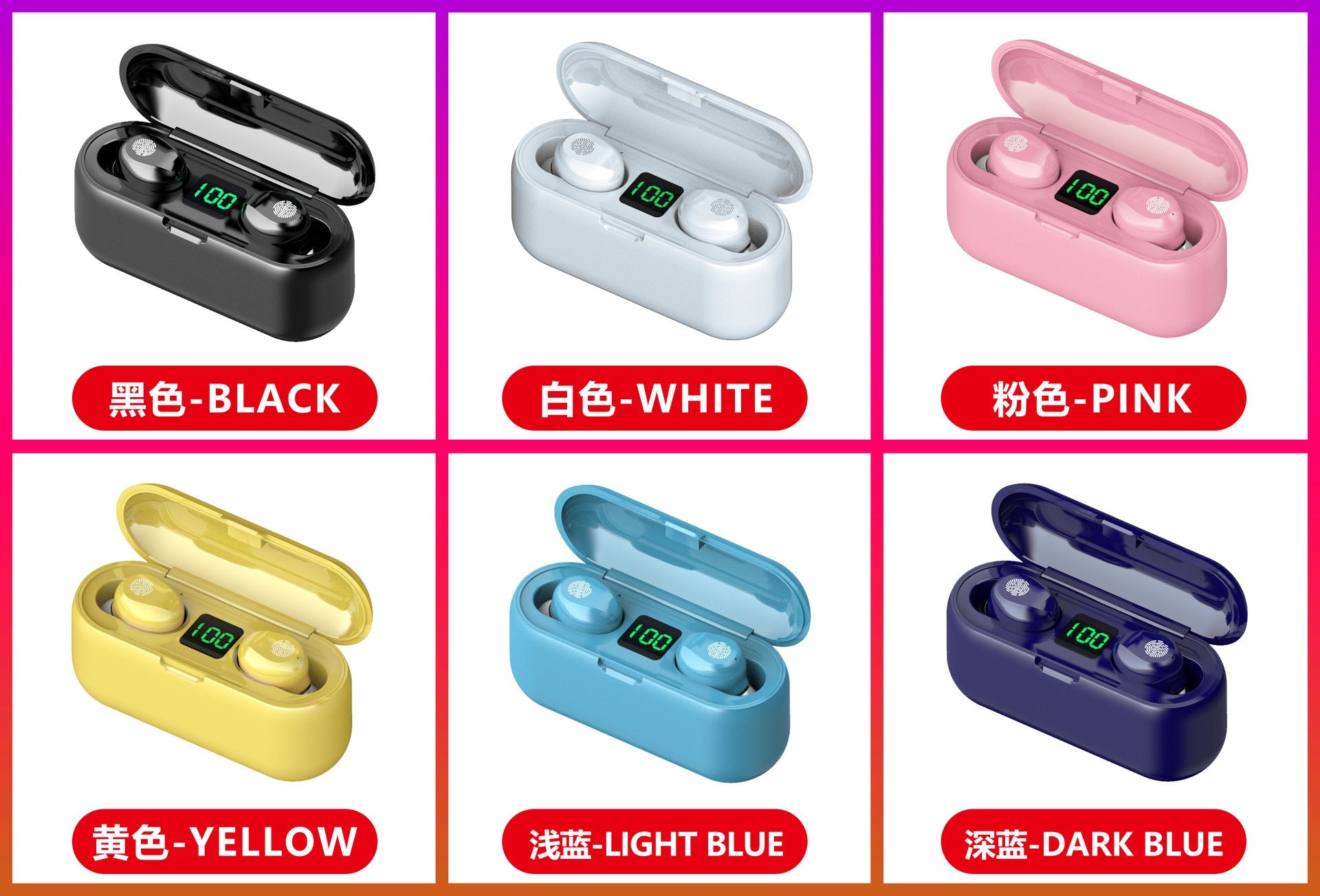 M10M30 Bluetooth Headset High-Capacity Wireless Private Model TWS New F9 Smiley Face Binaural 5.1 Noise Cancellation - Korvel