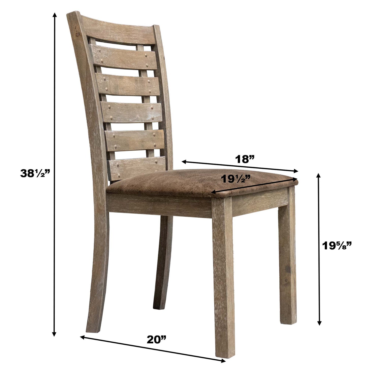 Set of 2 Modern Farmhouse Dining Chairs - Distressed Solid Wood