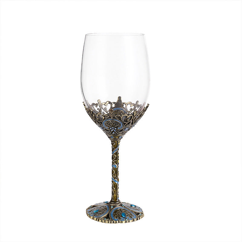 Enamel lead-free red wine cup crystal glass high footed cup decanter set - Korvel