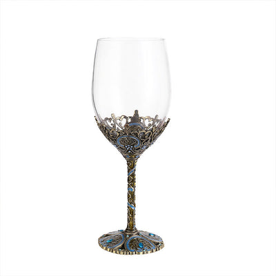 Enamel lead-free red wine cup crystal glass high footed cup decanter set - Korvel