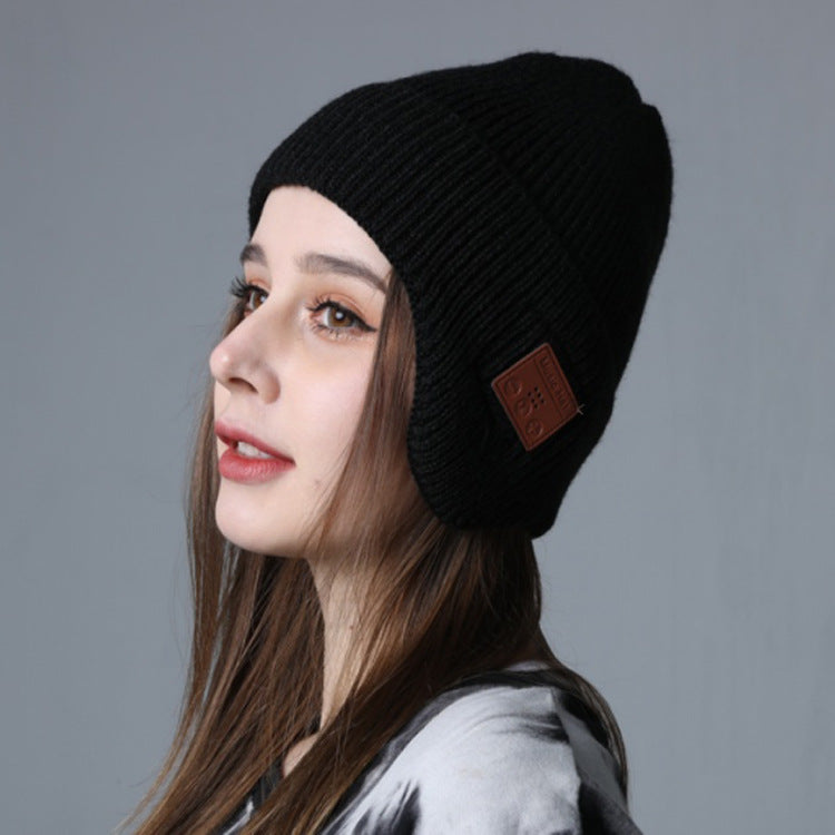Wireless 5.0 Bluetooth Headset Cap Outdoor Warm Music Wrap Ear Cap - Korvel