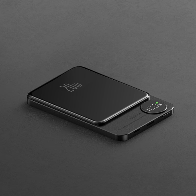 Magnetic charging treasure wireless fast charging industrial style portable metal power bank ultra thin mini - Korvel
