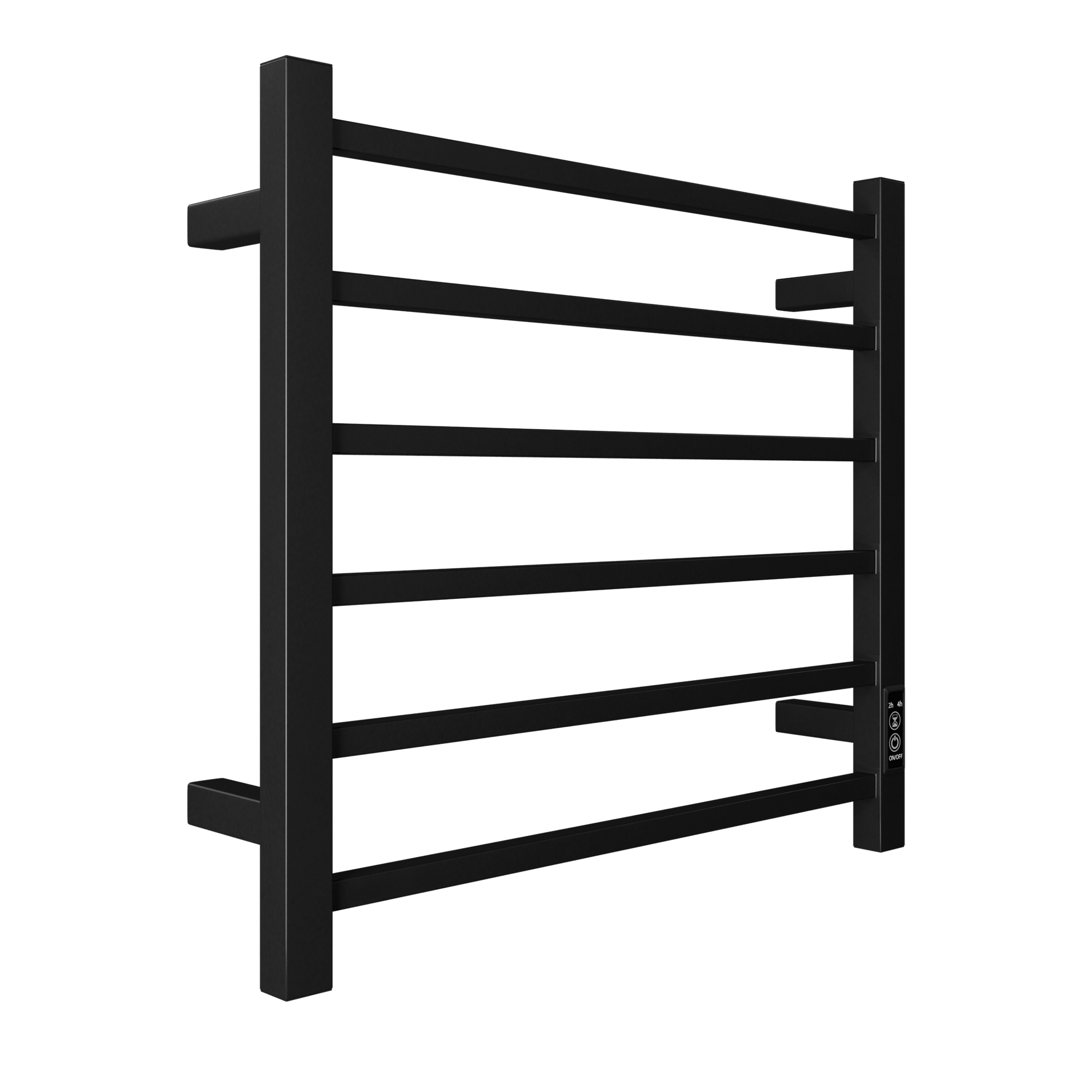 Towel Warmer 6 Bar Electric Heated Towel Rack Wall Mount Plug-in/Bath Towel Heater Matt-Black - Timer - Korvel
