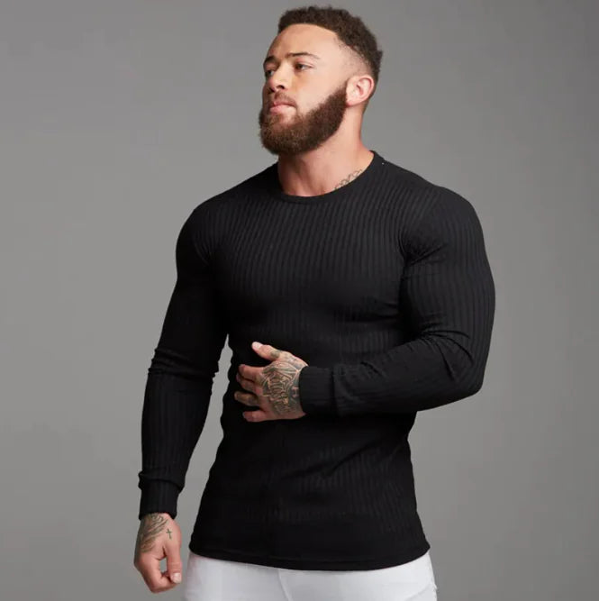 Camiseta Deportiva de Manga Larga Ajustada para Hombre