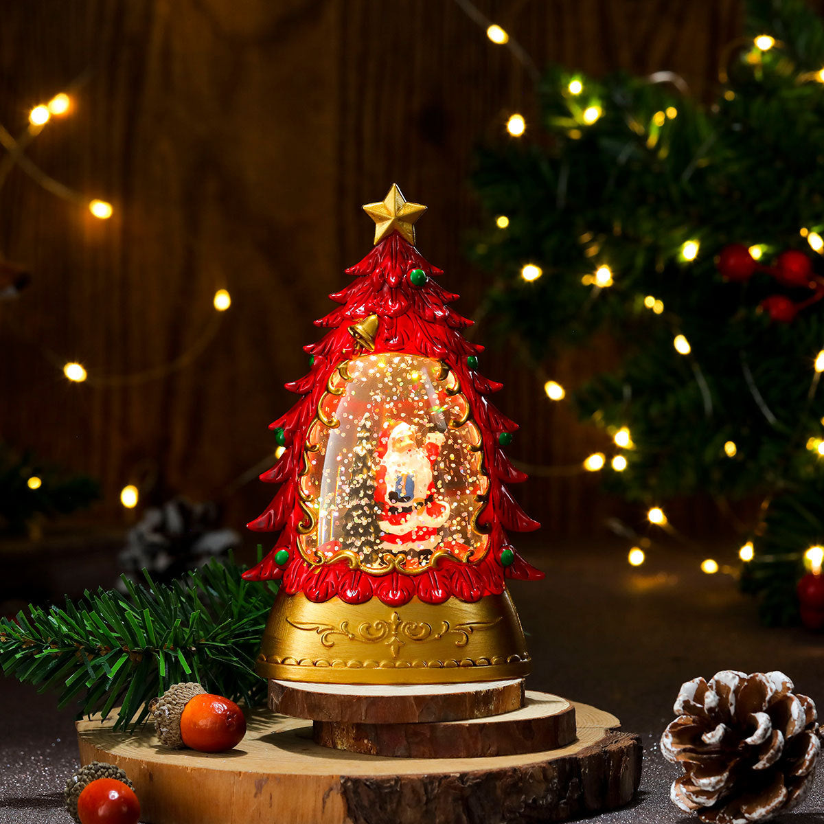 Christmas gifts, painted Christmas trees, glowing candles, oil lamps, children's small gifts, wind lamps, bar table decorations, ornaments - Korvel