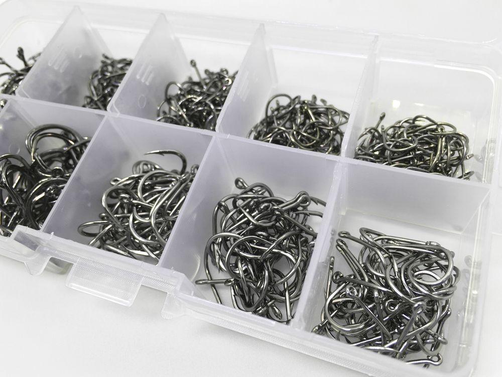 Rompin 500pcs Ganchos de Pesca de Acero al Carbono de Tamaños Mixtos