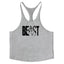Letter printed men's fitness sports vest slim shoulder strap I-shaped vest cotton - Korvel