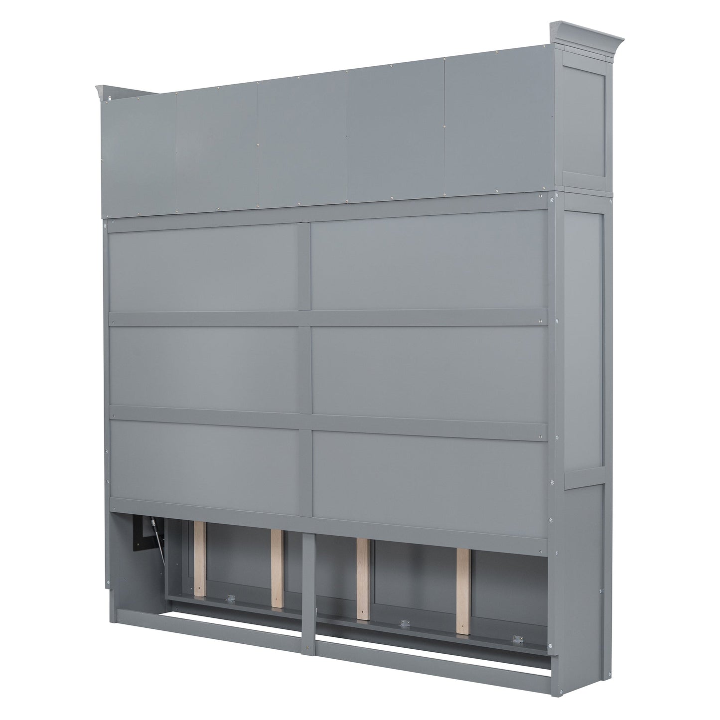 Full Size Murphy Bed Wall Bed with Top Cabinets,Gray - Korvel