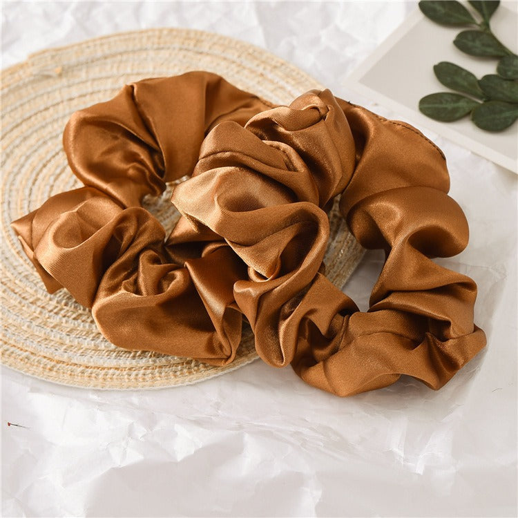Women Silk Scrunchie Elastic Handmade Multicolor Hair Band Ponytail Holder Headband Hair Accessories 1PC Satin Silk Solid Colo - Korvel
