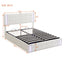 Queen Size Upholstered Bed with LED Lights and Storage