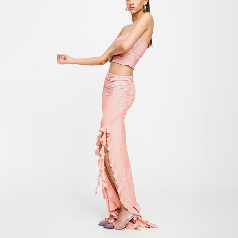 Summer new one shoulder jellyfish lace set skirt spicy girl outfit - Korvel