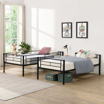 Premium Bunk Bed with Dual Ladders and Guardrail - Black