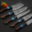 Premium Handmade Damascus Chef Knife Set – 13" Wenge Resin Handle with Leather Sheath - Korvel